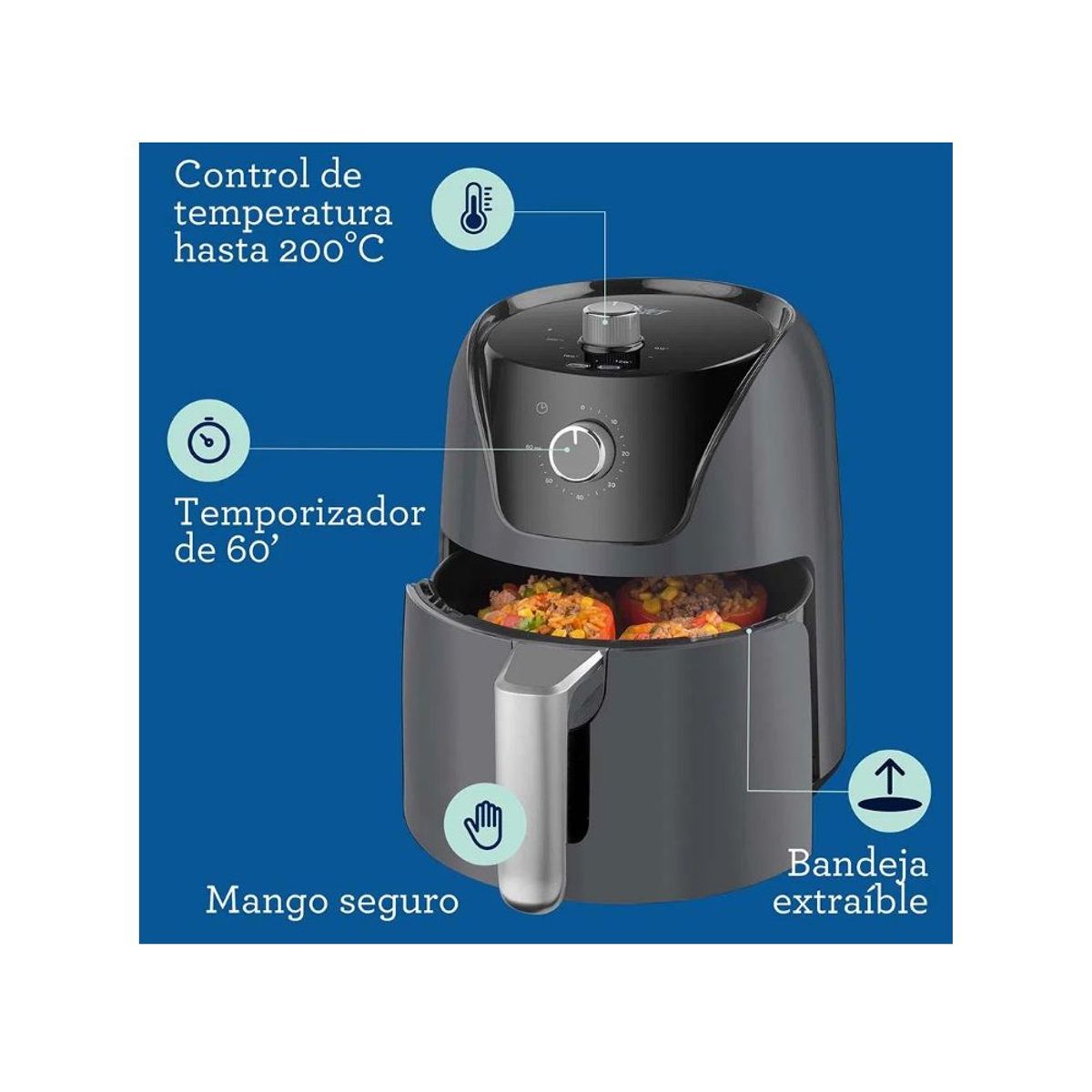OSTER - Freidora Oster CKSTAF40MDF-053 de Aire Control Manual 4 Litros Negro