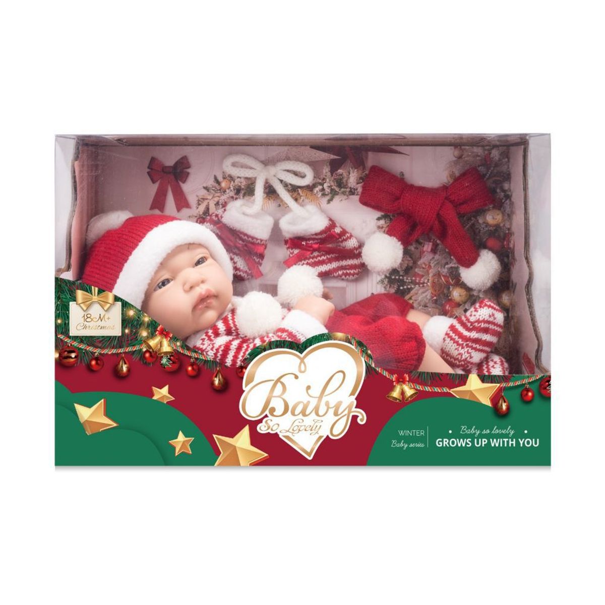 GENERICO - Muñeca Baby So Lovely Recién Nacida Vestido Navidad Rojo