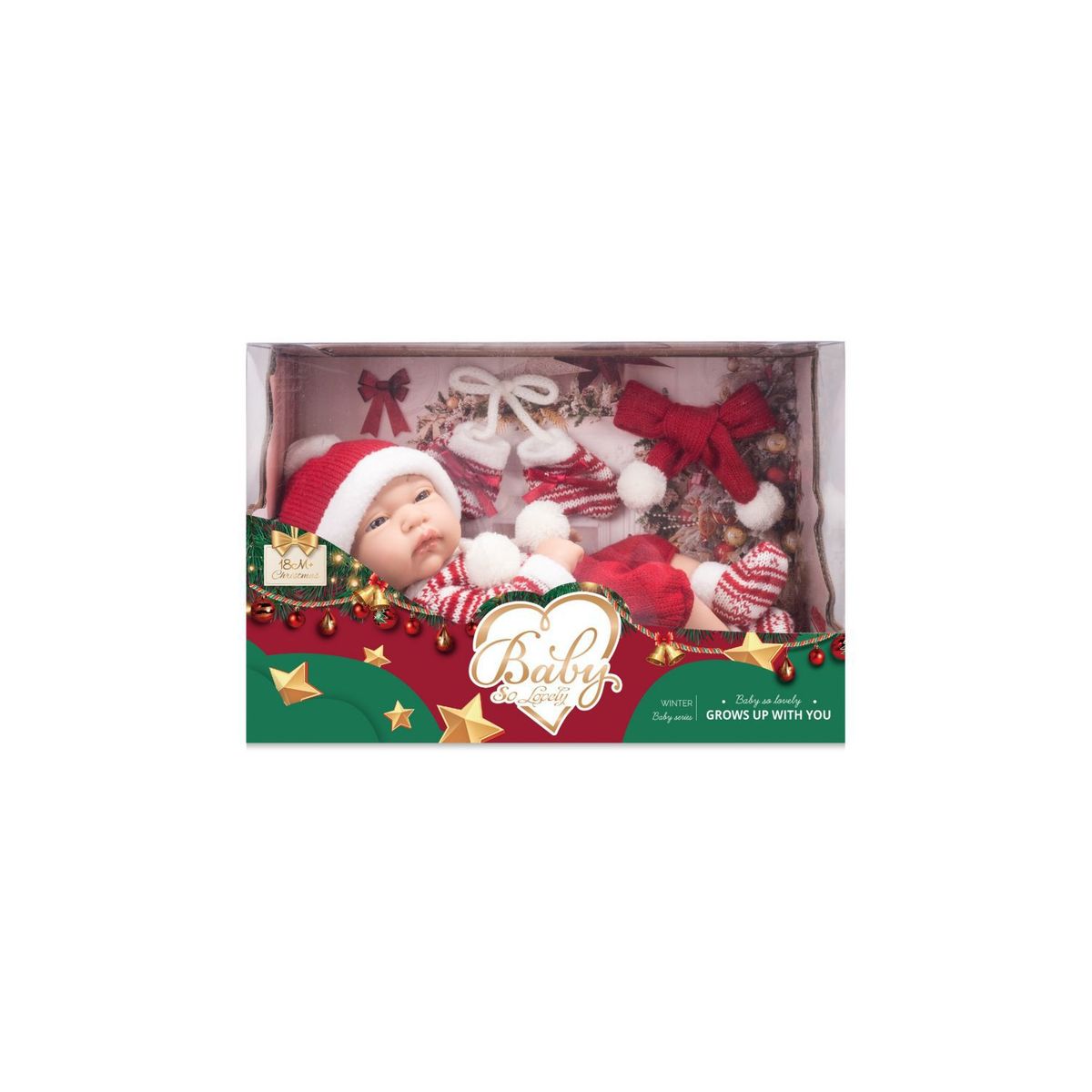 GENERICO - Muñeca Baby So Lovely Recién Nacida Vestido Navidad Rojo