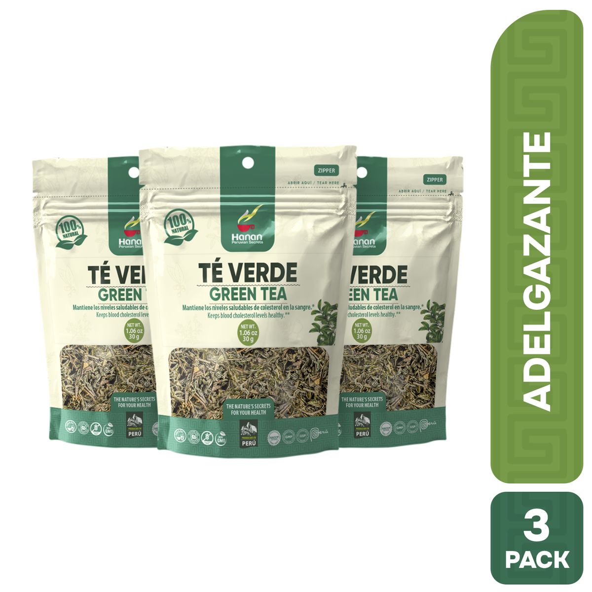 HANAN PERUVIAN SECRETS - Té Verde Infusión Hanan Tripack 30g