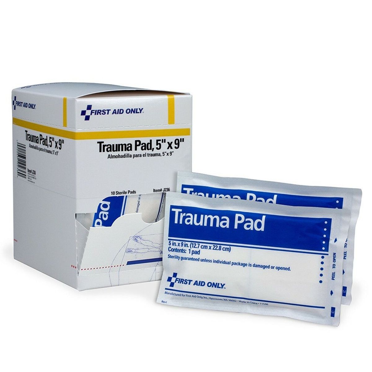 GENERICO - 10 apósito  TRAUMA PAD estéril  5 X 9 PULGADAS