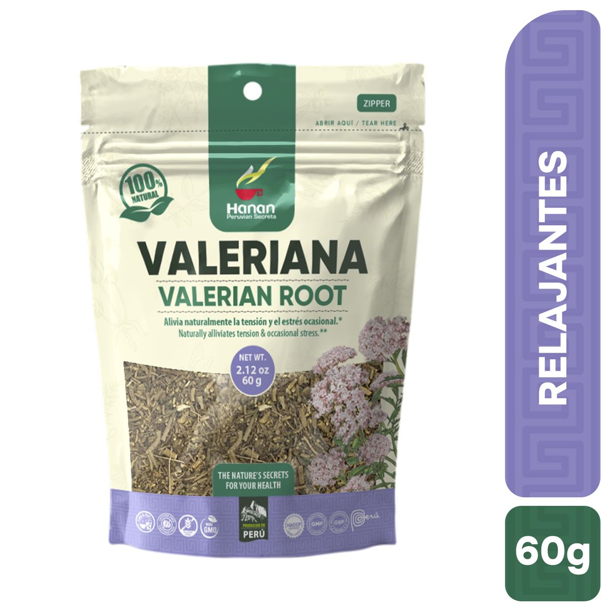 HANAN PERUVIAN SECRETS - Valeriana Infusión Hanan Tripack 60g