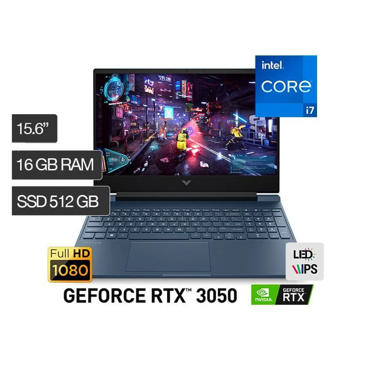 HP - LAPTOP HP VICTUS 15-FA0007LA I7-12650H 16GB 512GB SSD  RTX 3050 4GB 15.6 FHD 144HZ WINDOWS 11