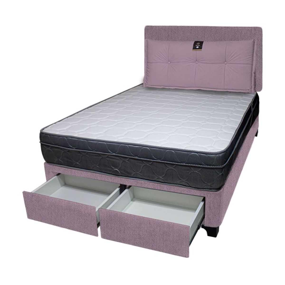 BARAKA HOME - Dormitorio Turin + 2 Cajones 1.5 Plz + Cabecera + Cojin - Lila