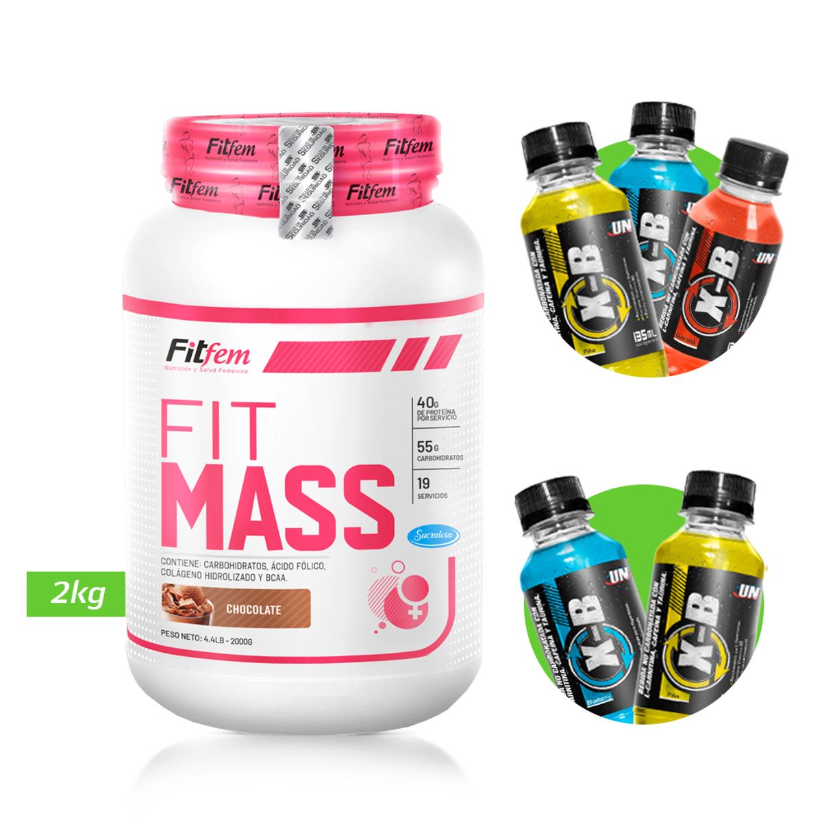 UNIVERSE NUTRITION - FIT MASS 2GK GANADOR DE MASA FITFEM Chocolate + REGALO