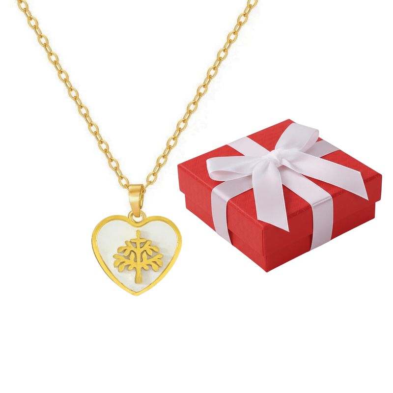 GENERICO - Collar Árbol De La Vida Nácar Regalo Mamá Novia Acero Dorado
