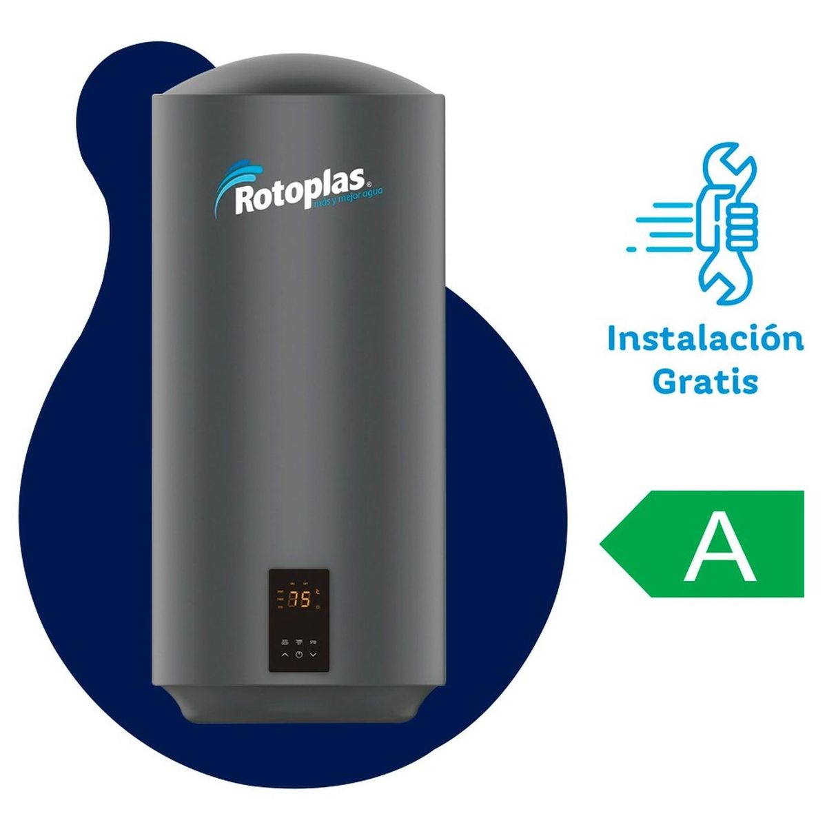 ROTOPLAS - Terma Eléctrica de Acumulación Rotoplas Ecosmart Plus 80 L Gris