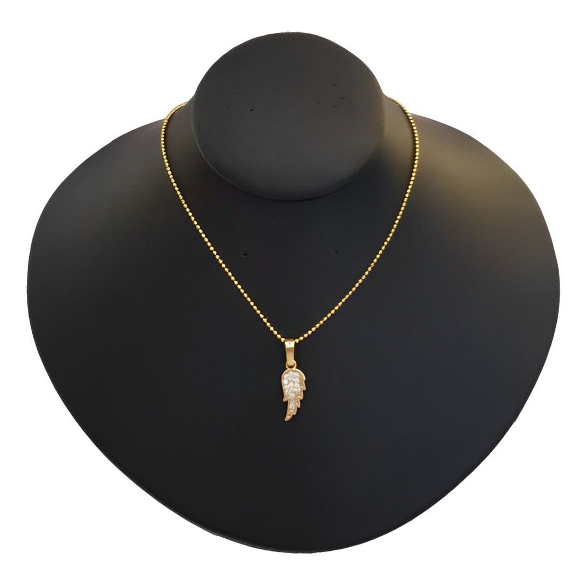 GENERICO - Collar Mujer Niña Ala Cristales Blancos Joya Acero Dorado