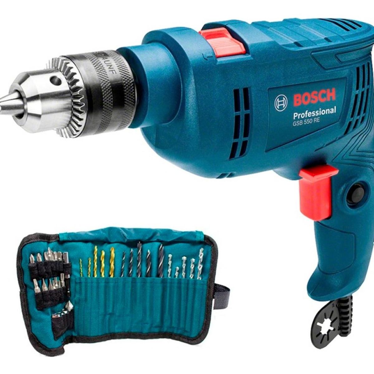 BOSCH - Taladro Percutor Bosch GSB 550 RE 550w + 34 Accesorios