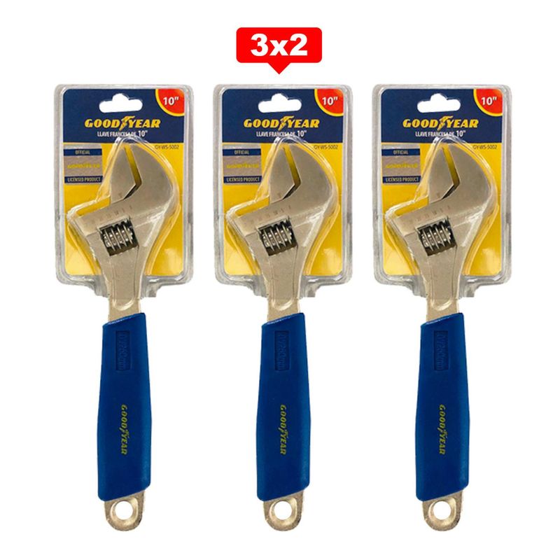 GOODYEAR - Llave Francesa Ajustable Goodyear de 10 pulgadas 3X2