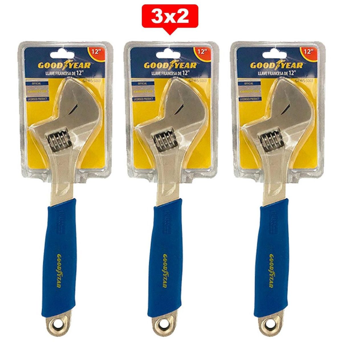 GOODYEAR - Llave Francesa Ajustable Goodyear de 12 pulgadas 3X2