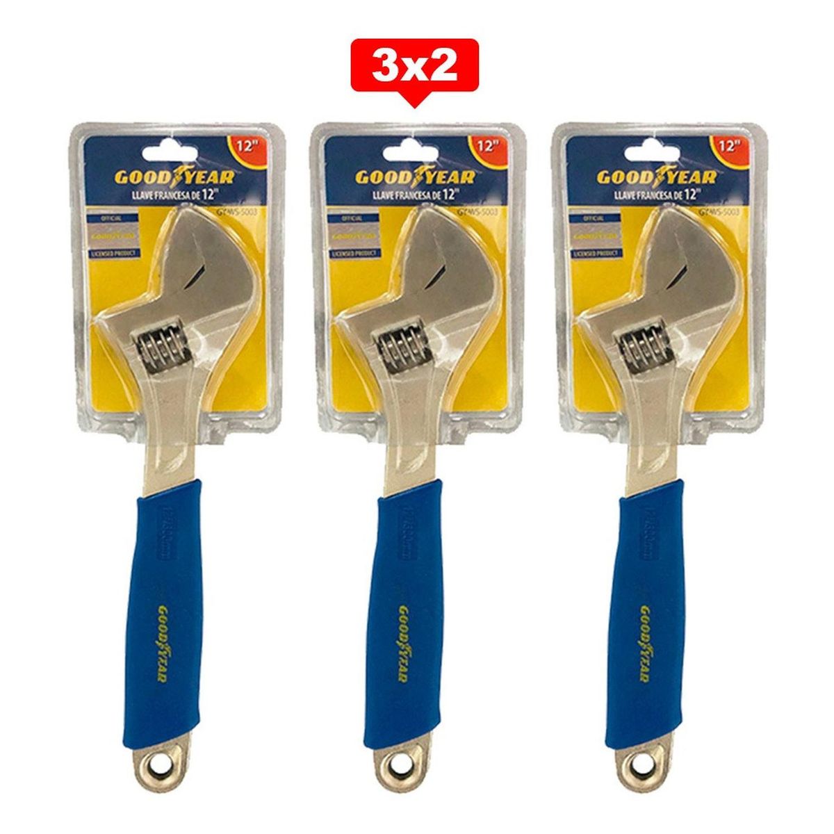 GOODYEAR - Llave Francesa Ajustable Goodyear de 12 pulgadas 3X2