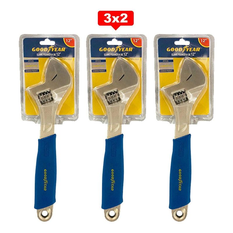 GOODYEAR - Llave Francesa Ajustable Goodyear de 12 pulgadas 3X2