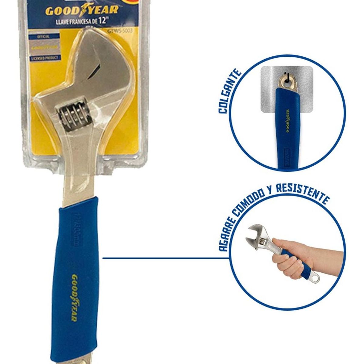 GOODYEAR - Llave Francesa Ajustable Goodyear de 12 pulgadas 3X2