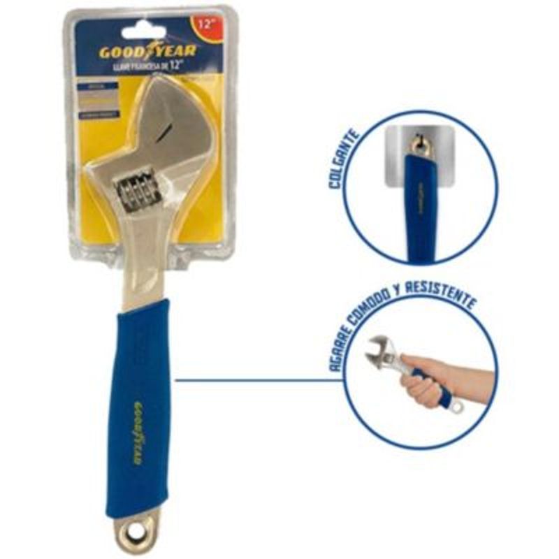 GOODYEAR - Llave francesa ajustable goodyear de 12 pulgadas