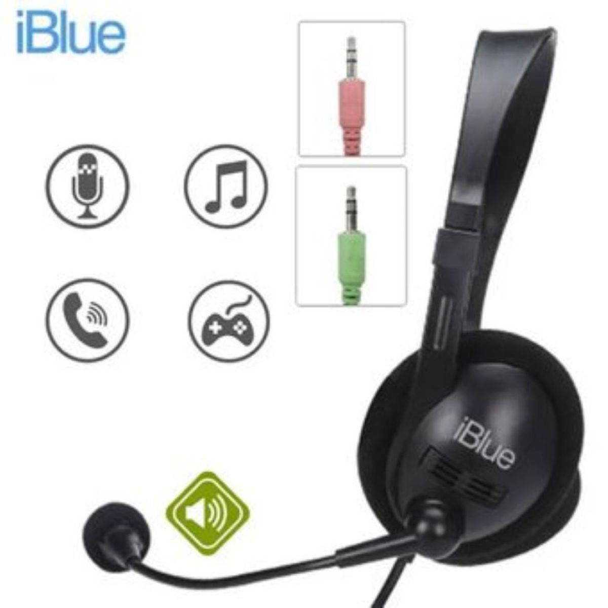 IBLUE - AUDIFONO TIPO DIADEMA  IBLUE HS-2001BK JACK 3.5MM NEGRO