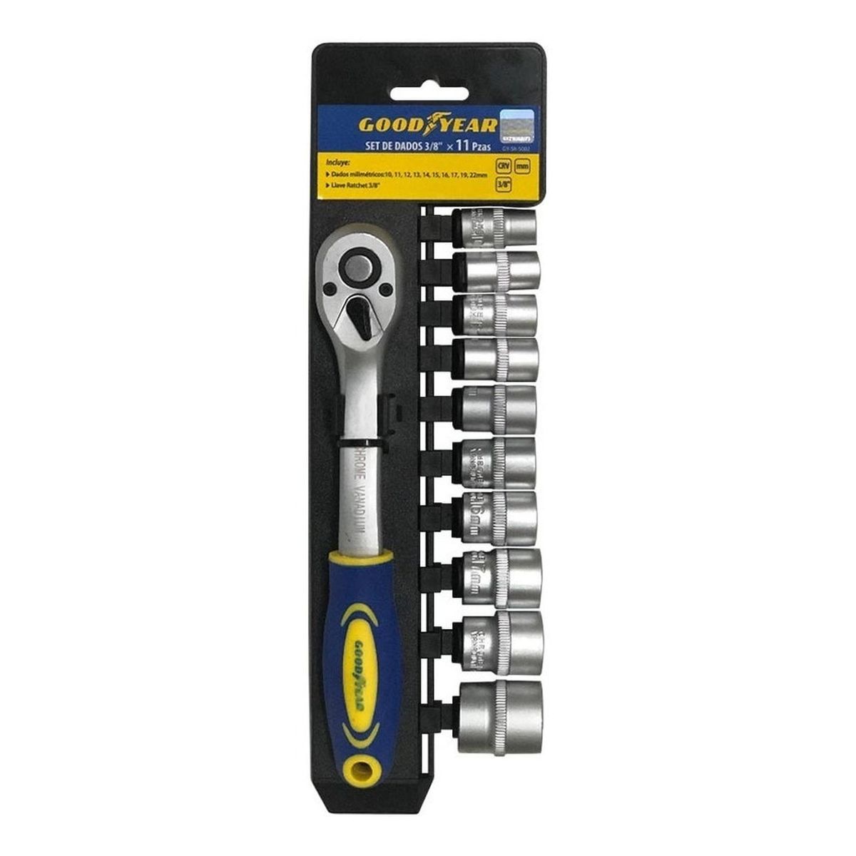 GOODYEAR - Set de Dados Goodyear 11pcs  3/8" pulgadas CRV
