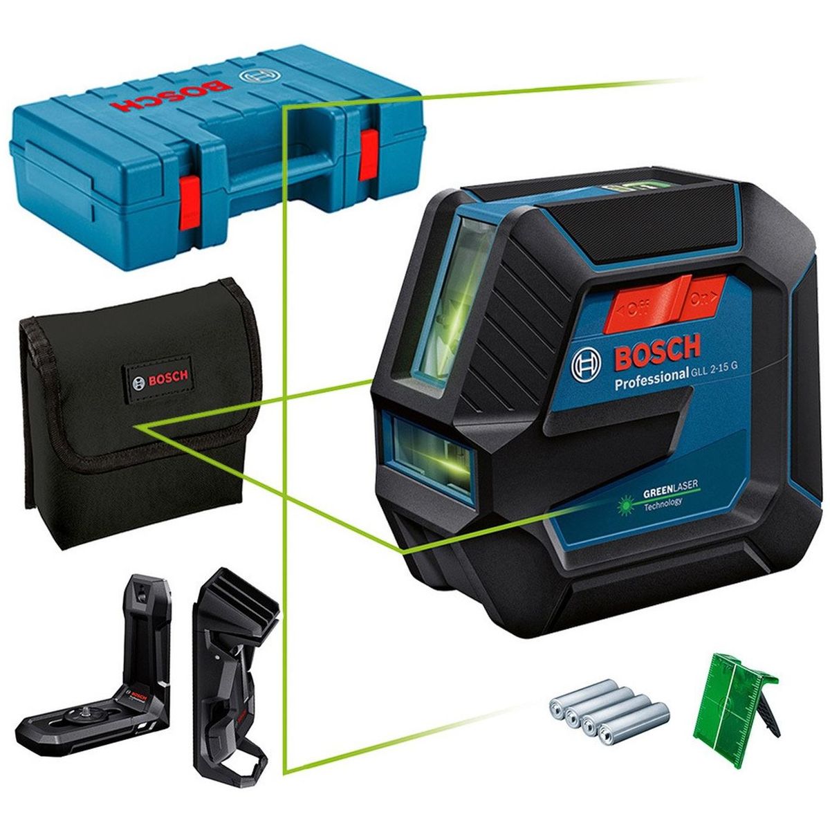 BOSCH - Nivel láser de líneas verdes bosch gll 2-15 g 15 metros