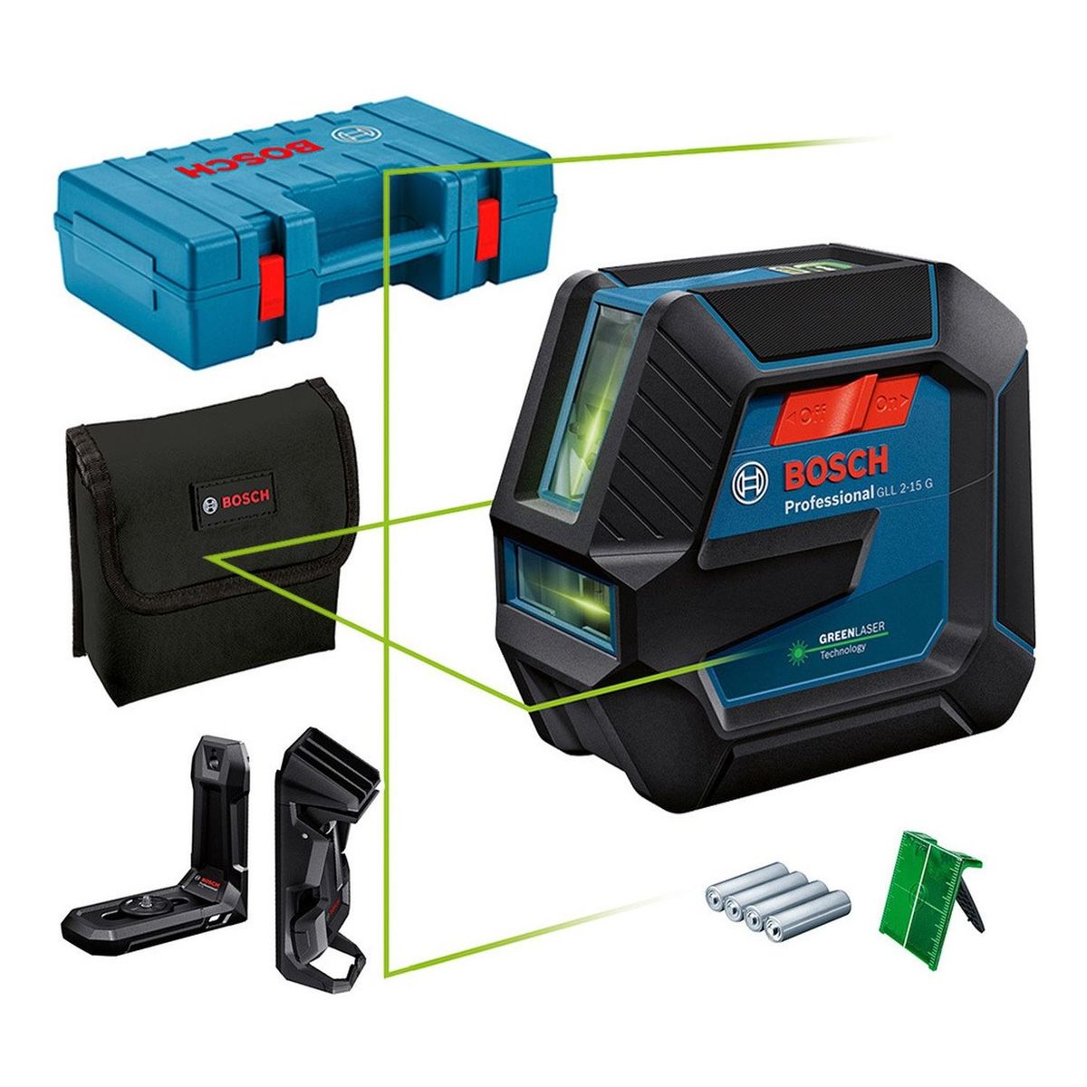 BOSCH - Nivel láser de líneas verdes bosch gll 2-15 g 15 metros