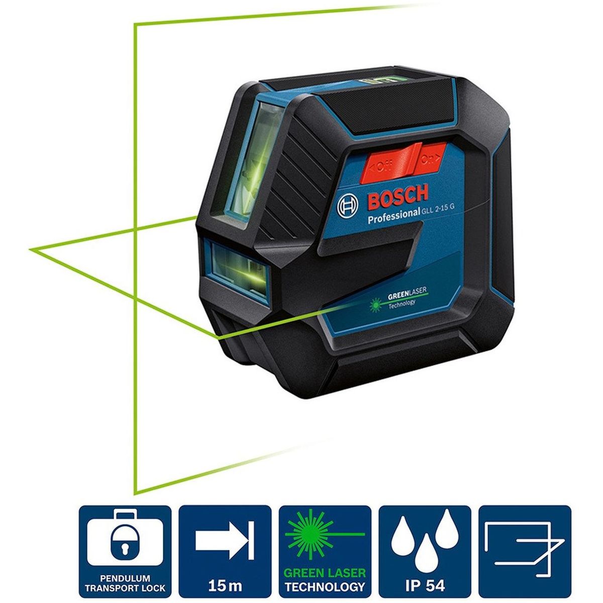 BOSCH - Nivel láser de líneas verdes bosch gll 2-15 g 15 metros