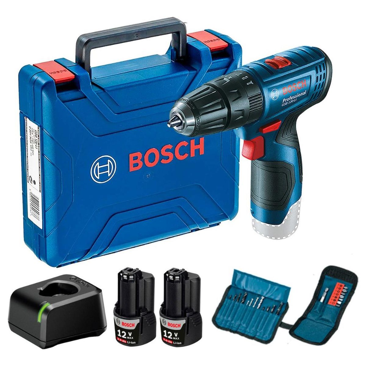 BOSCH - Taladro Percutor Bosch GSB 120-LI 12V con 23 Accesorios