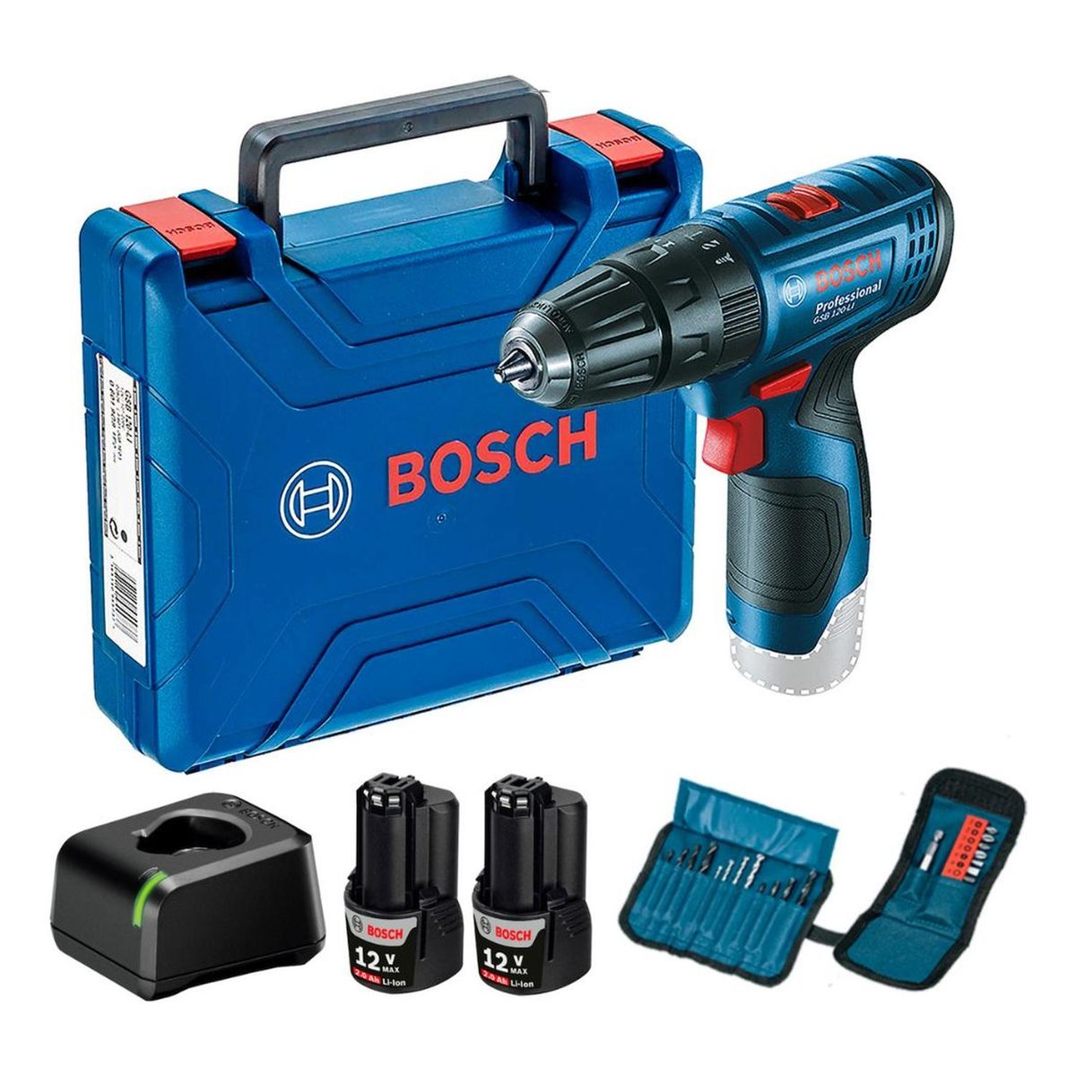 BOSCH - Taladro Percutor Bosch GSB 120-LI 12V con 23 Accesorios