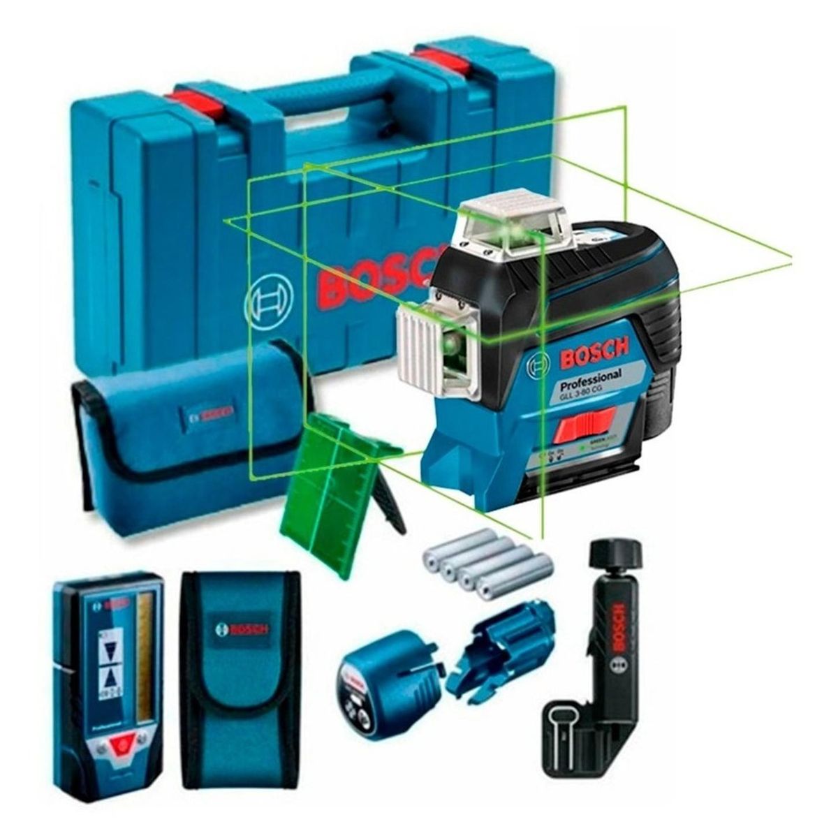 BOSCH - Nivel Láser Verde Bosch GLL 3-80 CG 360° Bluetooth Receptor