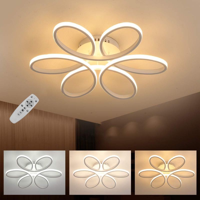 GENERICO - Lámpara de Techo LED Blanca Flor incluye control remoto