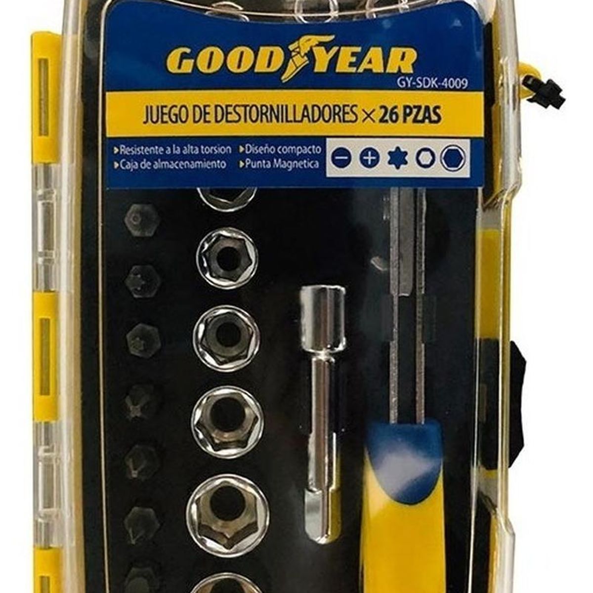GOODYEAR - Destornilladores Puntas y Dados Goodyear  1/4" Set 26 piezas