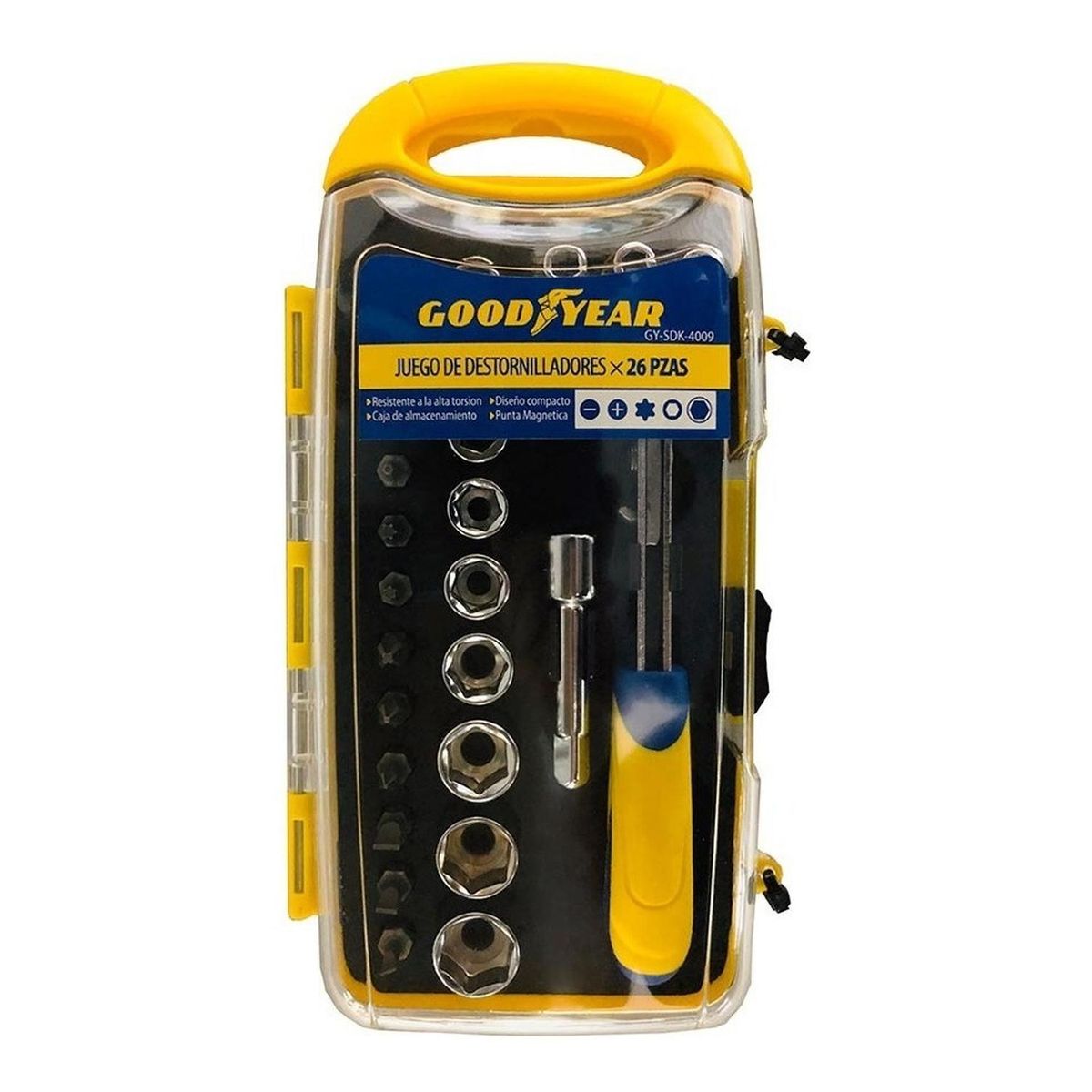 GOODYEAR - Destornilladores Puntas y Dados Goodyear  1/4" Set 26 piezas