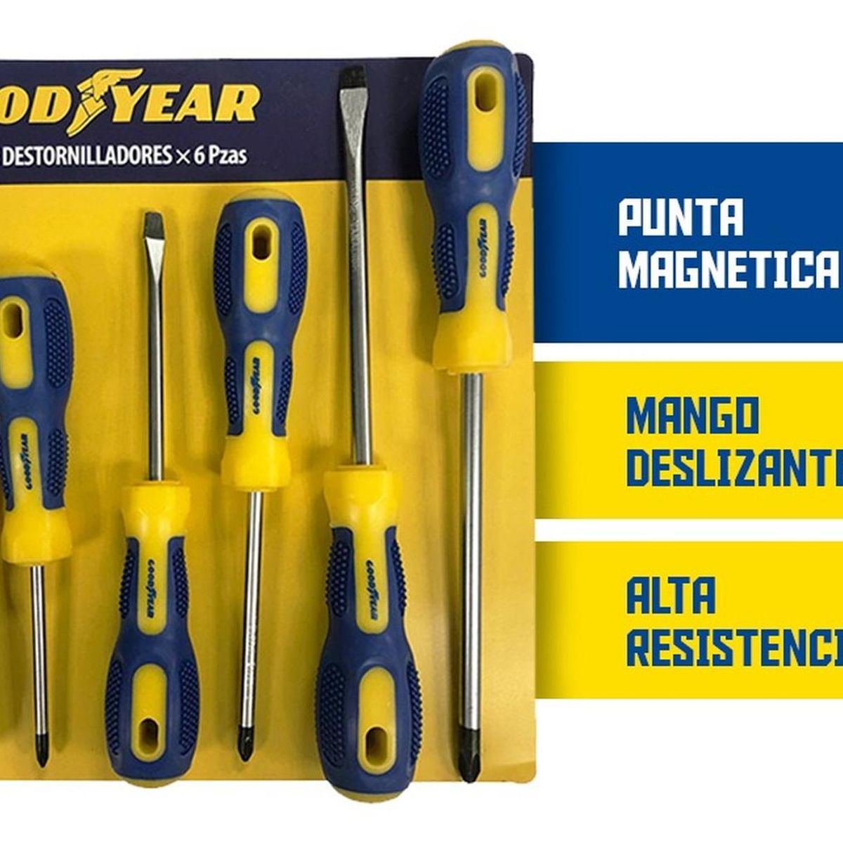 GOODYEAR - Juego de Destornilladores Goodyear Magneticos 6 Piezas 3X2