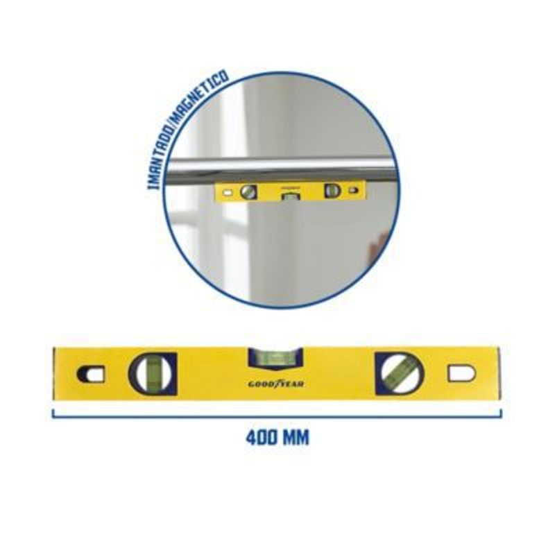 GOODYEAR - Nivel Magnetico Imantado Goodyear 400 mm CRV 3X2