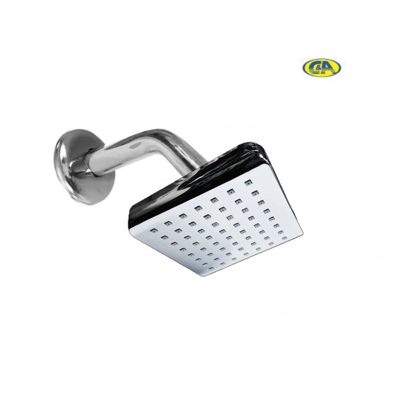 C&A - Cabeza de Ducha Cromada Borde Ovalado 4 X 4 Giratorio