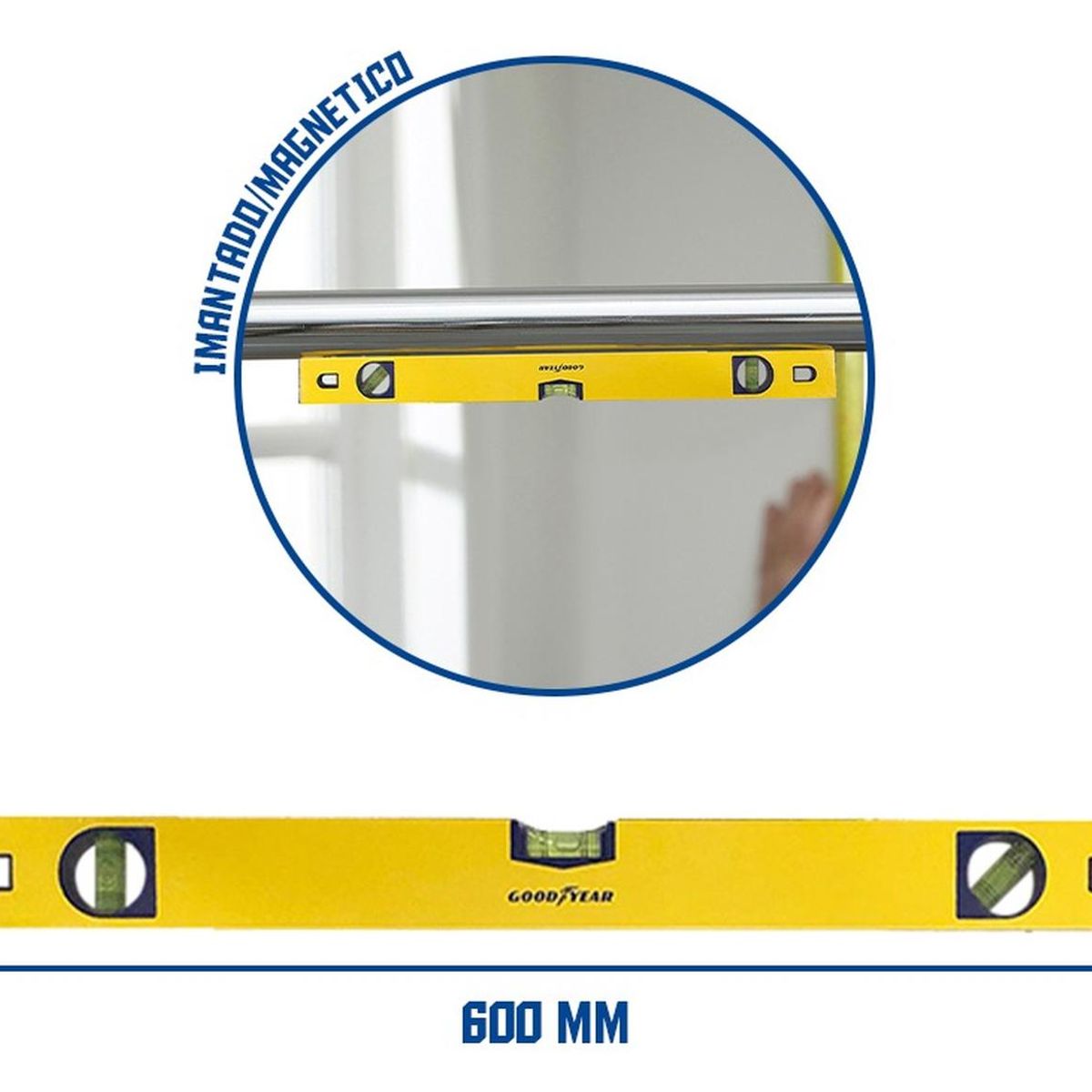 GOODYEAR - Nivel Magnetico Imantado Goodyear 600 mm CRV 3X2