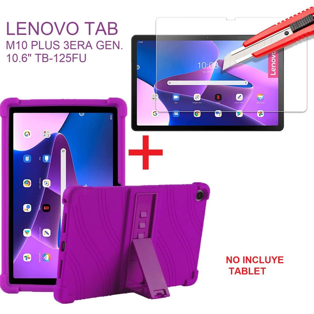 GENERICO - Funda + Mica de Vidrio para Lenovo Tab M10 Plus 3era Gen 10.6 TB125FU