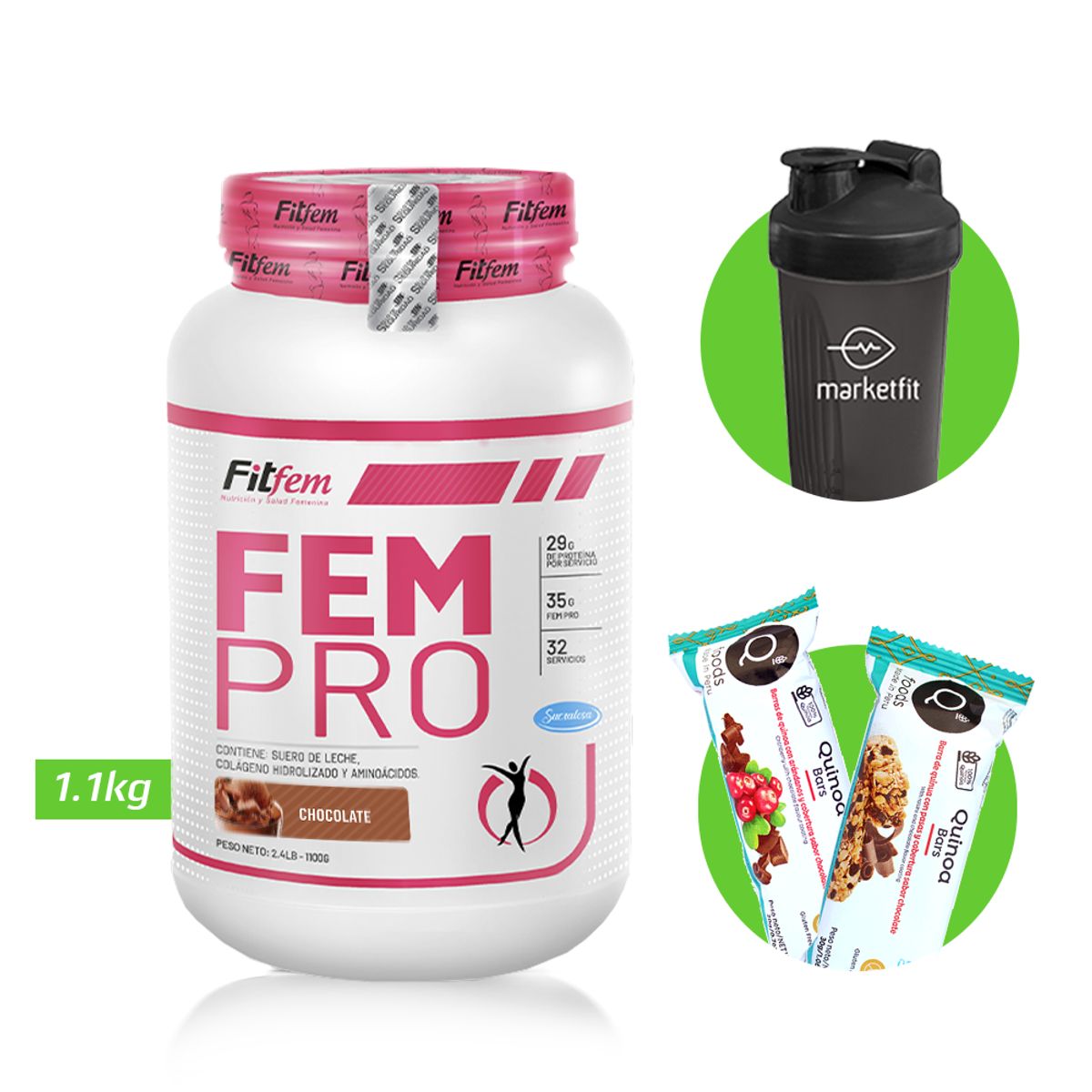 FITFEM - FEM PRO 1KG PROTEÍNA FITFEM Chocolate + REGALOS