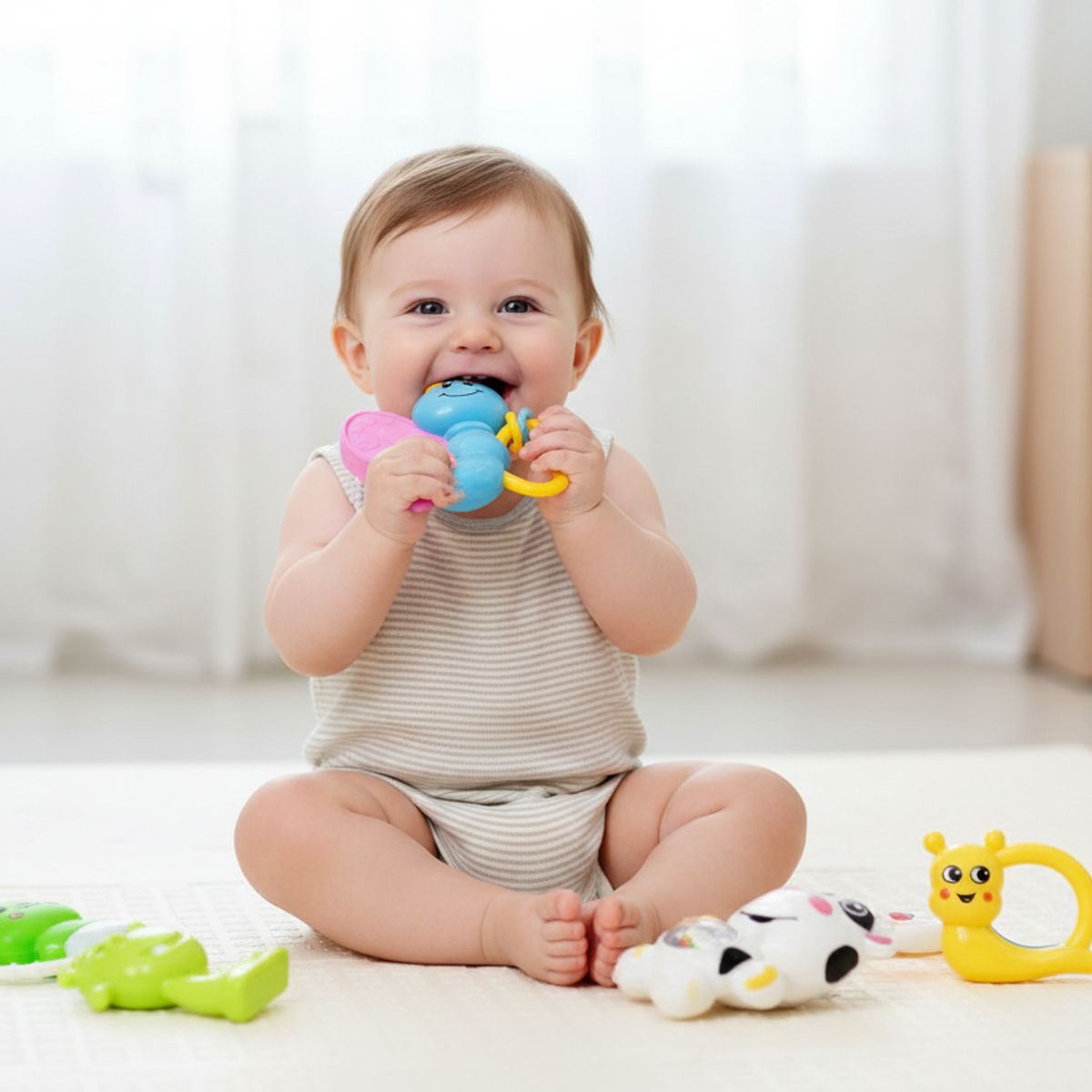GENERICO - Set Sonajas con Mordedor 8 Piezas Para Bebés
