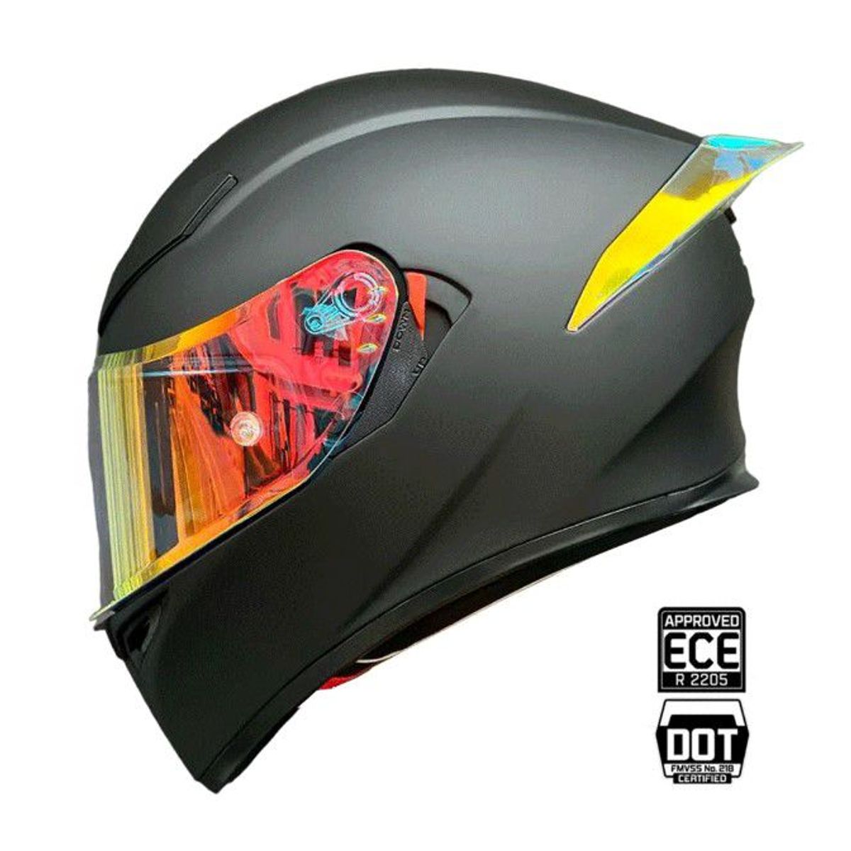 AXOR - CASCO MOTO NEGRO MATE DORADO DOBLE VISOR
