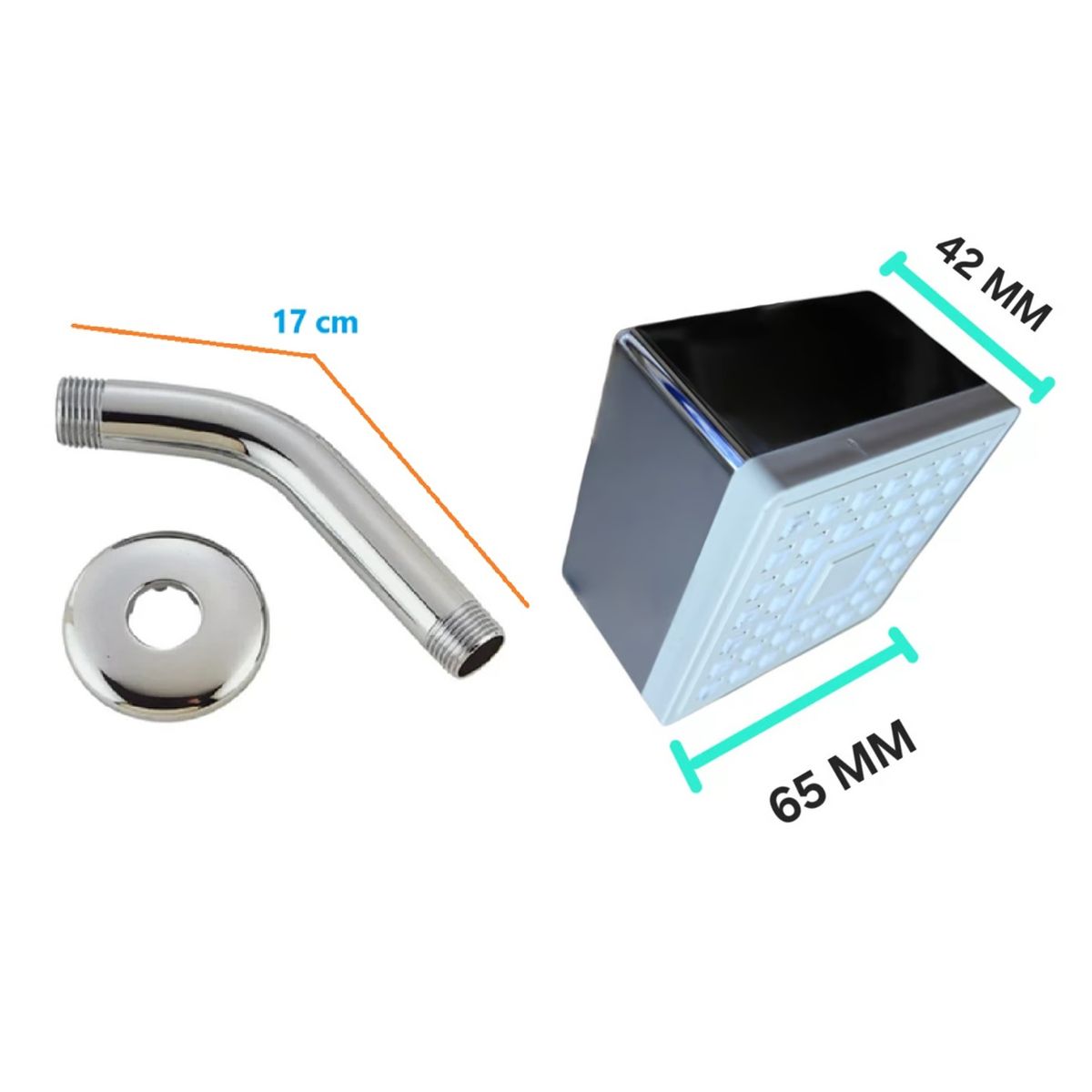 C&A - Cabeza de Ducha Cromada CUBICA 2 1/2" x 2 1/2" Giratorio