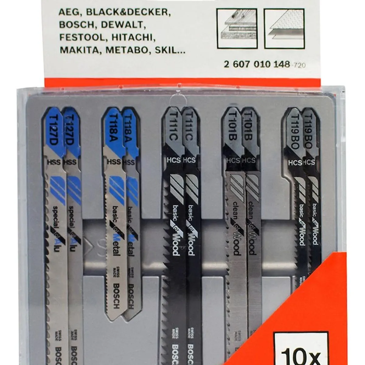 BOSCH - Set 10 Hojas Mixtas para Calar Madera Bosch HSS x4 y HCS x6