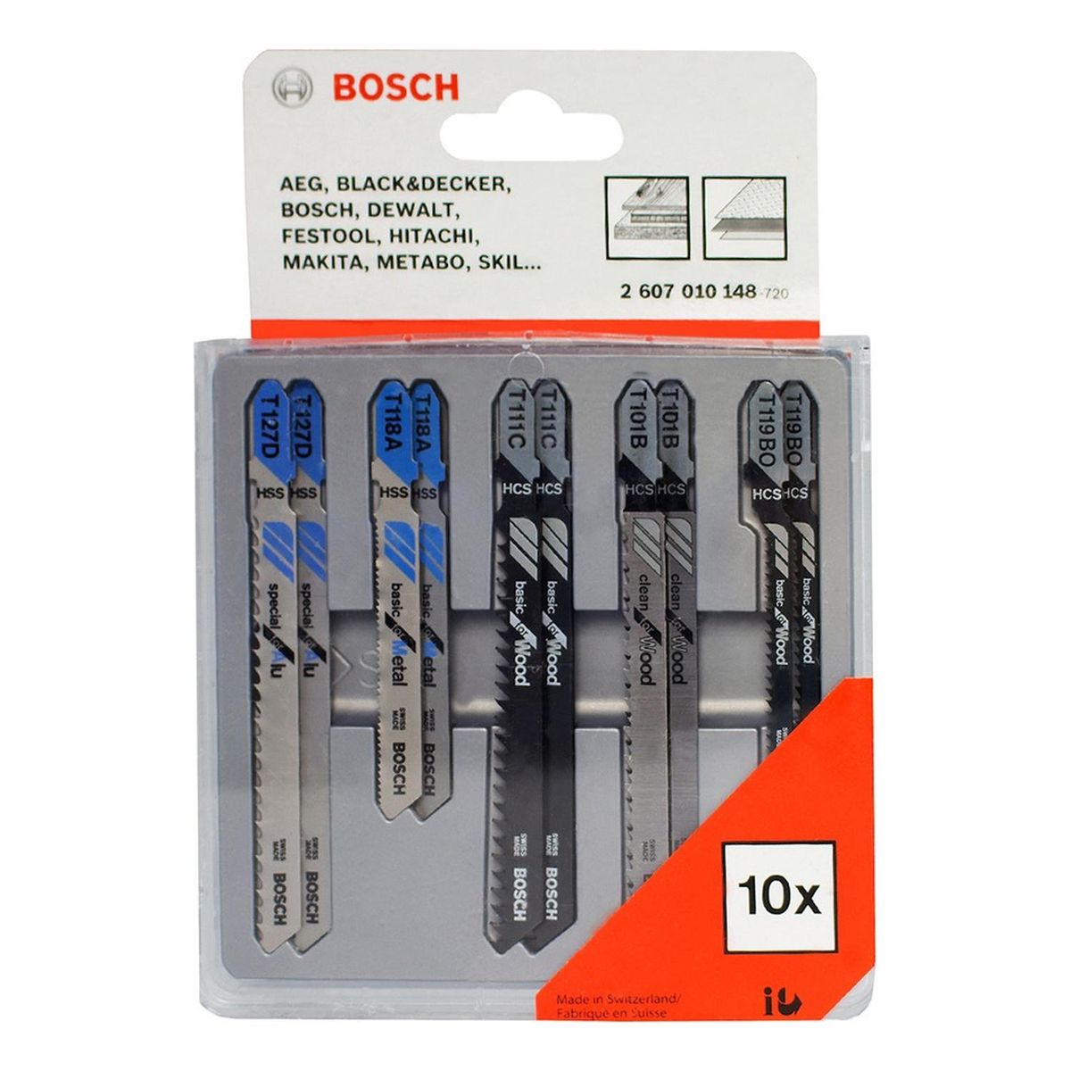 BOSCH - Set 10 Hojas Mixtas para Calar Madera Bosch HSS x4 y HCS x6