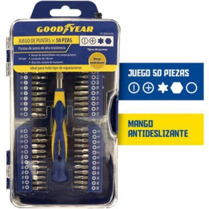 GOODYEAR - Destornillador puntas precisión goodyear set 50 piezas
