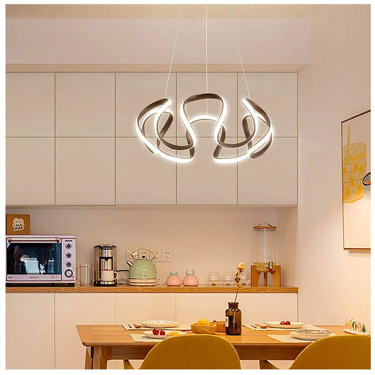 GENERICO - Lámpara de techo LED Colgante Nudo Negro incluye control remoto