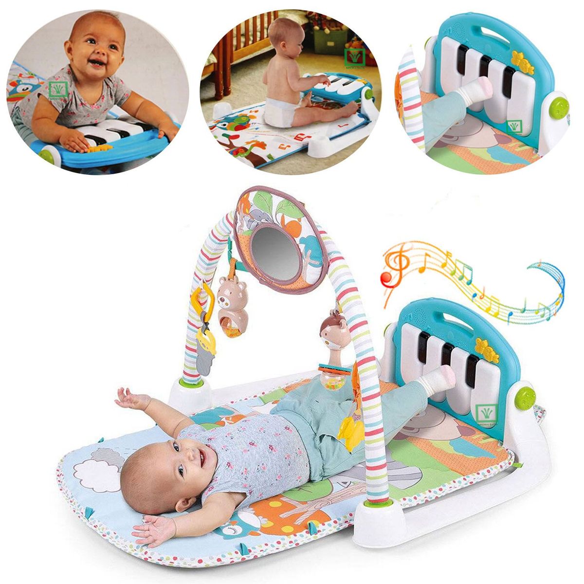 KONIG - Gimnasio Piano Patadita Con Luces Sonido Y Espejo Konig Kids