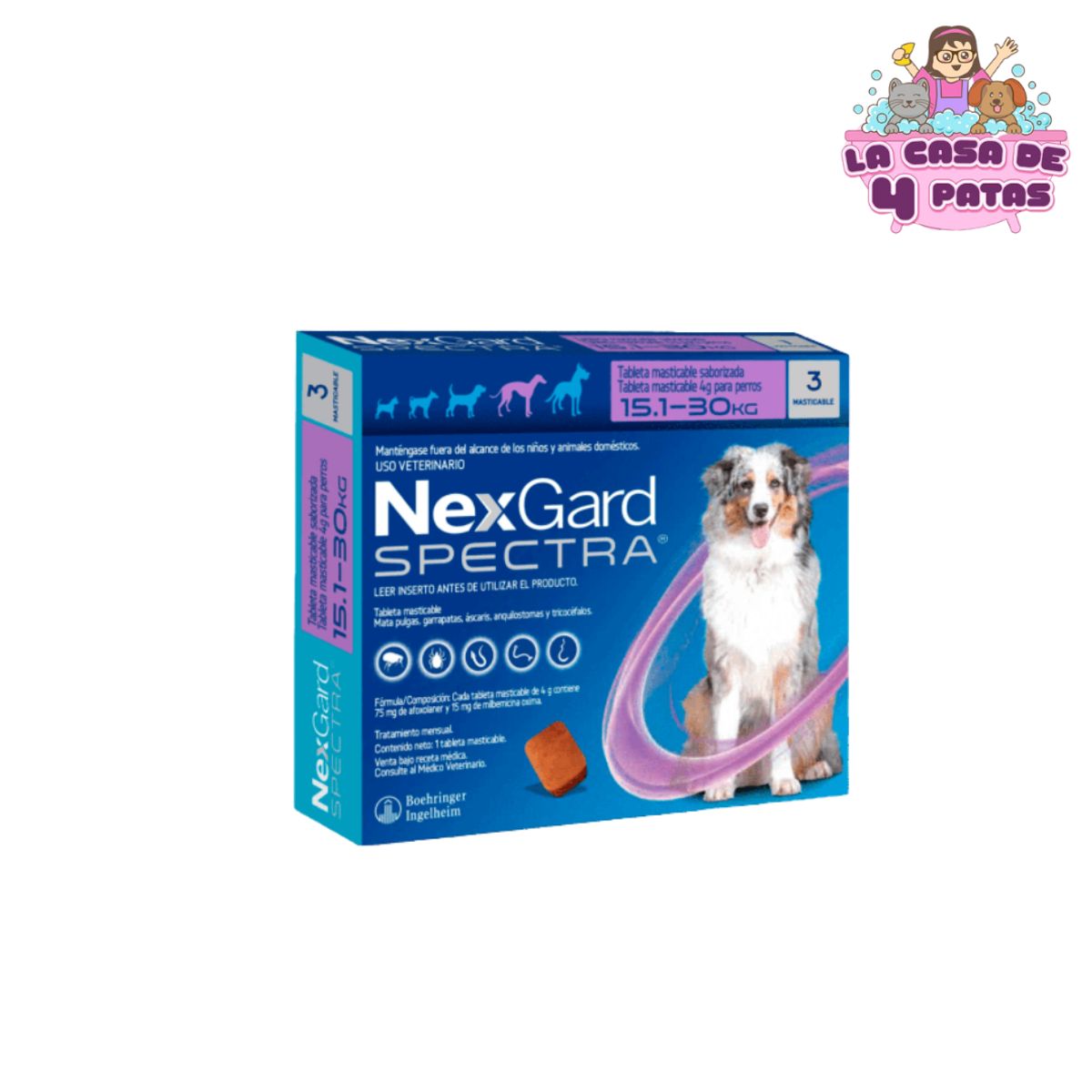 NEXGARD - Antipulgas Nexgard Spectra de 15.1 - 30 kg x 3 tabletas