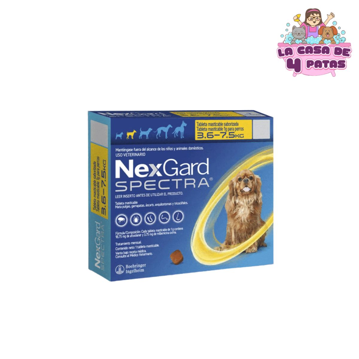 NEXGARD - Antipulgas Nexgard Spectra de 3.5 -7.5 kg x 3 tabletas