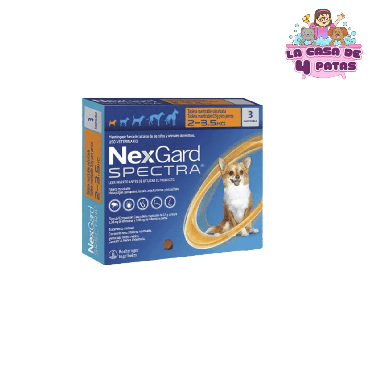 NEXGARD - Antipulgas Nexgard Spectra de 2.5-3.5 x 3 tabletas