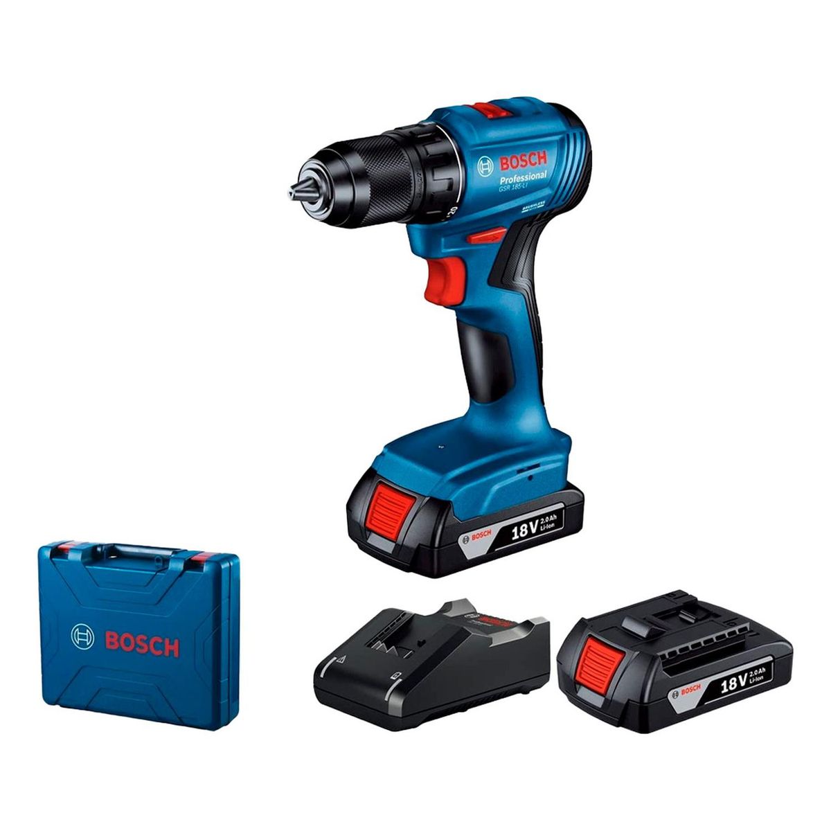 BOSCH - Taladro Atornillador Bosch GSR 185-LI 18V 2 Baterías + Cargador