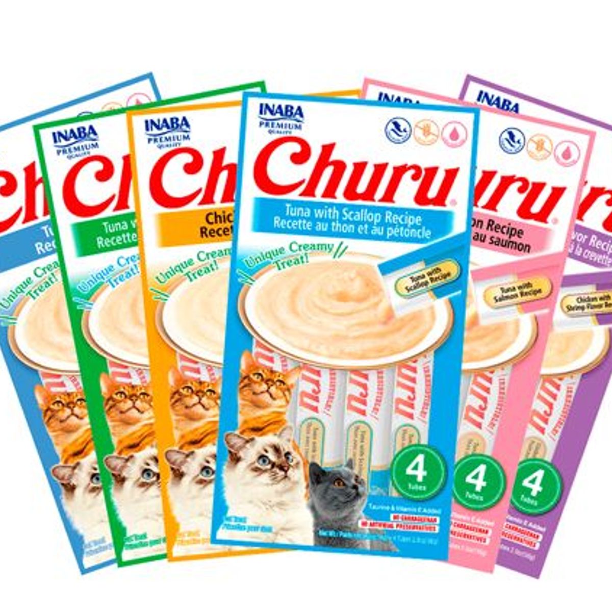INABA - Six Pack Churu Snack cremoso para gatos combinado