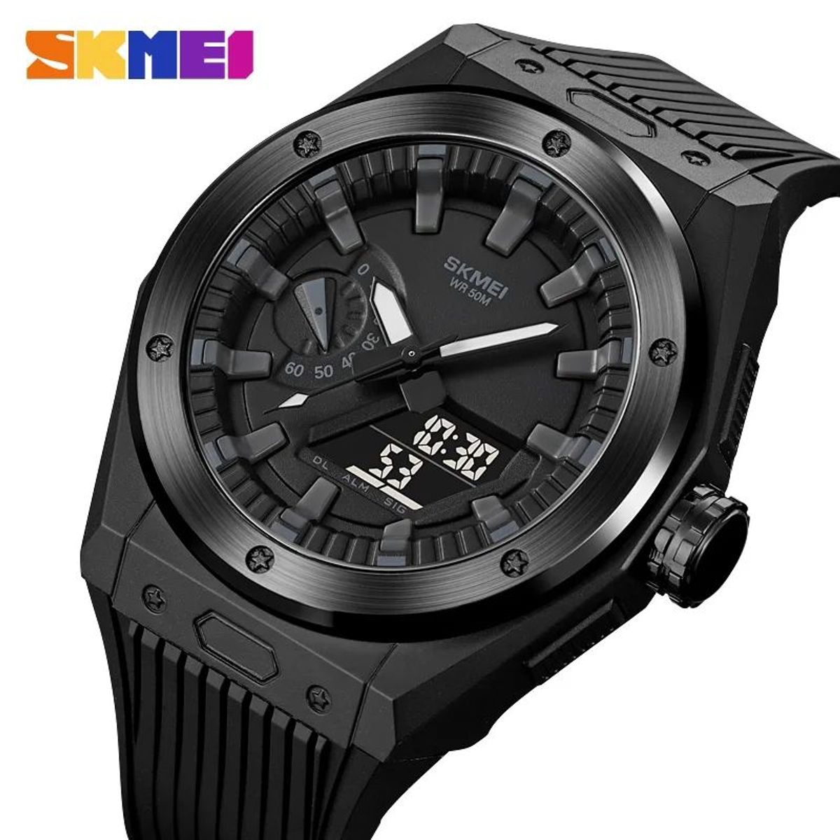 SKMEI - Reloj Skmei 2103 Negro Correa Silicona Luz Azul_.
